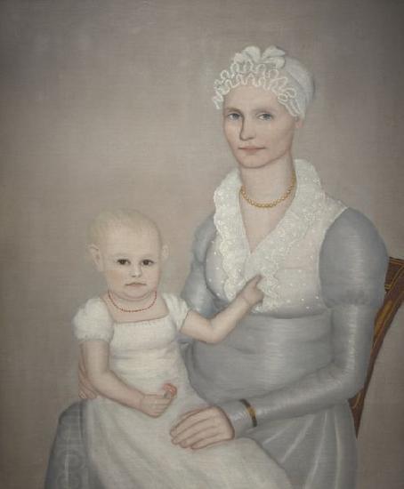 Ammi Phillips Mrs. Wilbur Sherman and daughter Sarah China oil painting art